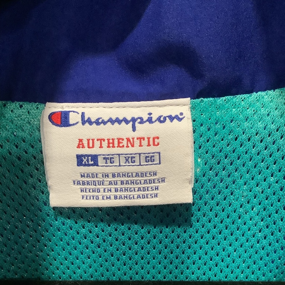 Vintage Y2K Champion Blue Teal White Colour Block Zippered Jacket Size XL - Picture 11 of 13